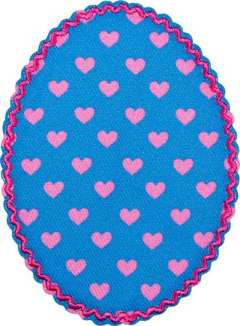 Großhandel Patches 2x1 Blau mit pinken Herzen und pinken Rand