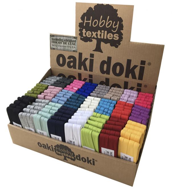 Wholesale Oaki Doki Jersey Bias Binding 20mm Display 120X3m