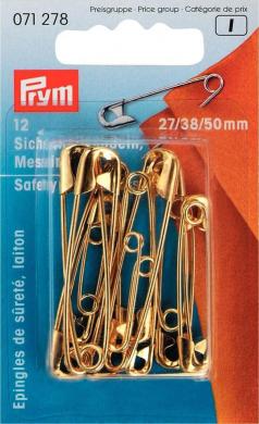 Safety pins br ass si-col       12pc gold-coloured